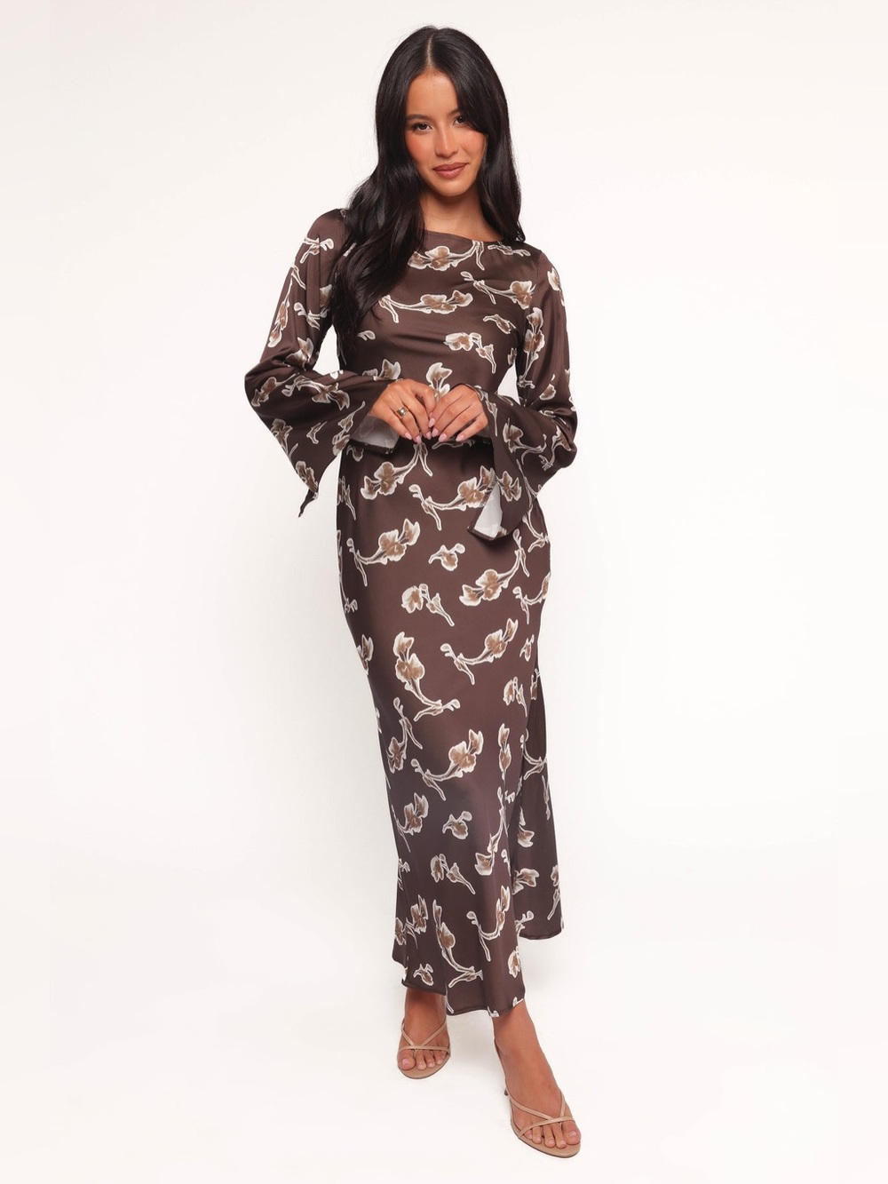 NEW Petal & Pup Maia Long Sleeve Maxi Dress - Chocolate Orchid - Picture 3 of 14
